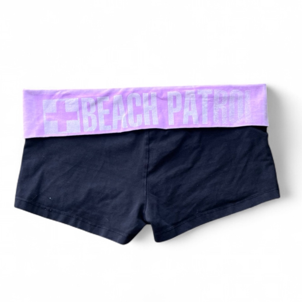 Women's Foldover Purple & Black Mini Shorts